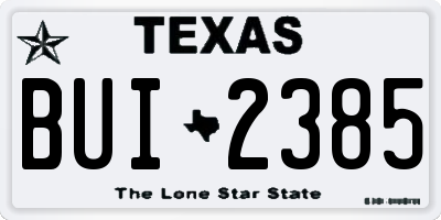 TX license plate BUI2385