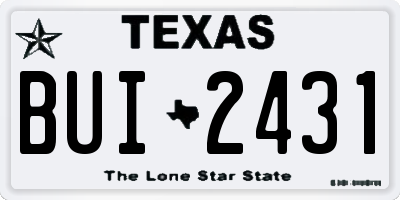 TX license plate BUI2431