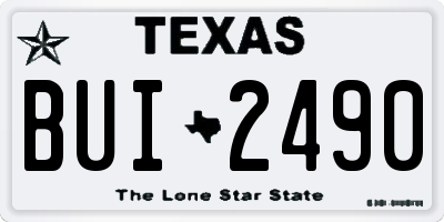 TX license plate BUI2490
