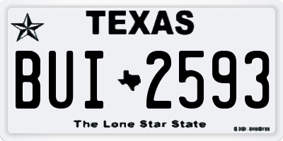 TX license plate BUI2593
