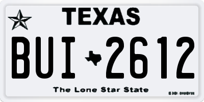 TX license plate BUI2612