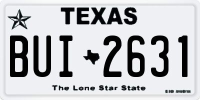 TX license plate BUI2631