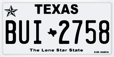 TX license plate BUI2758