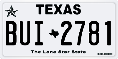 TX license plate BUI2781