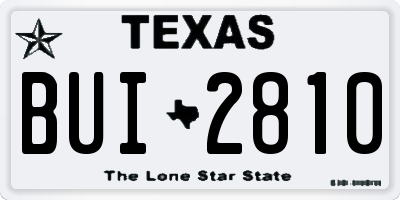 TX license plate BUI2810