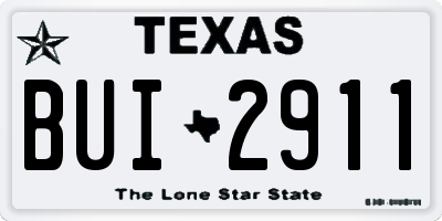TX license plate BUI2911