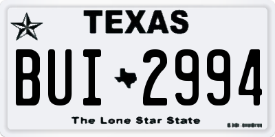 TX license plate BUI2994