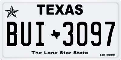 TX license plate BUI3097