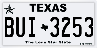 TX license plate BUI3253