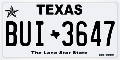 TX license plate BUI3647