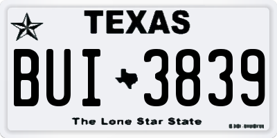 TX license plate BUI3839