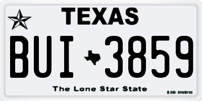 TX license plate BUI3859