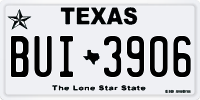 TX license plate BUI3906