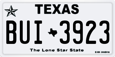 TX license plate BUI3923
