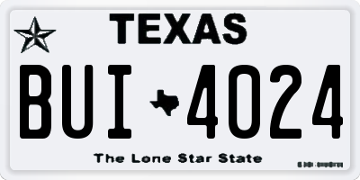 TX license plate BUI4024