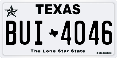 TX license plate BUI4046