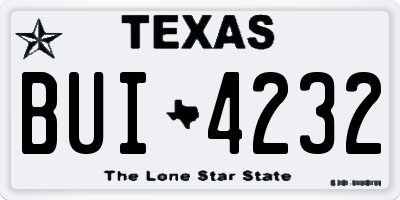 TX license plate BUI4232