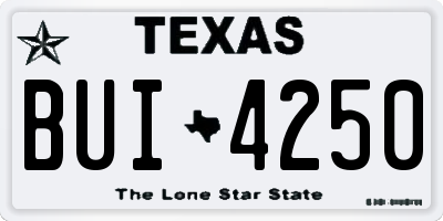 TX license plate BUI4250