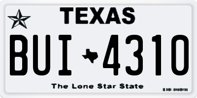 TX license plate BUI4310