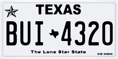 TX license plate BUI4320