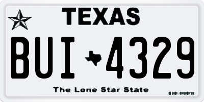TX license plate BUI4329