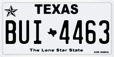 TX license plate BUI4463