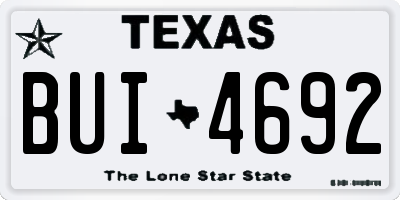 TX license plate BUI4692