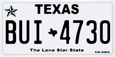 TX license plate BUI4730