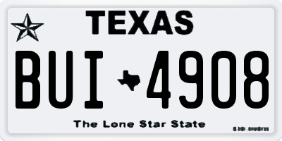 TX license plate BUI4908