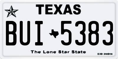 TX license plate BUI5383