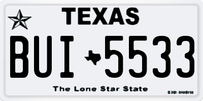 TX license plate BUI5533