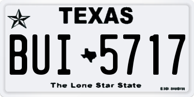TX license plate BUI5717