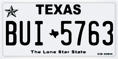 TX license plate BUI5763