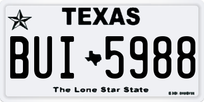 TX license plate BUI5988