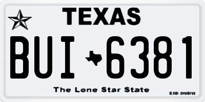 TX license plate BUI6381