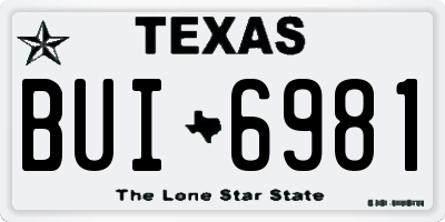 TX license plate BUI6981