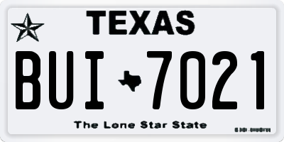 TX license plate BUI7021