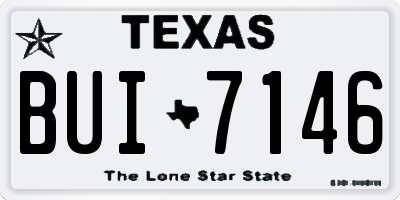 TX license plate BUI7146