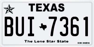 TX license plate BUI7361