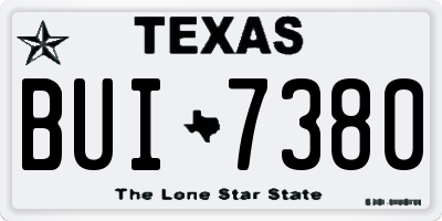 TX license plate BUI7380