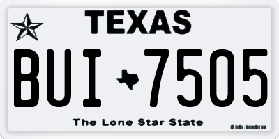 TX license plate BUI7505