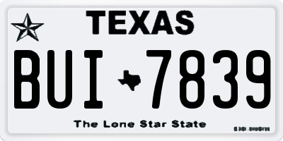 TX license plate BUI7839