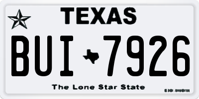 TX license plate BUI7926