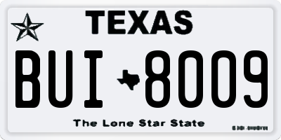 TX license plate BUI8009