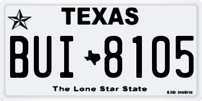 TX license plate BUI8105