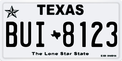 TX license plate BUI8123
