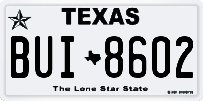 TX license plate BUI8602