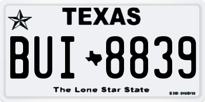 TX license plate BUI8839