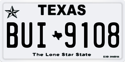 TX license plate BUI9108