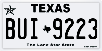 TX license plate BUI9223